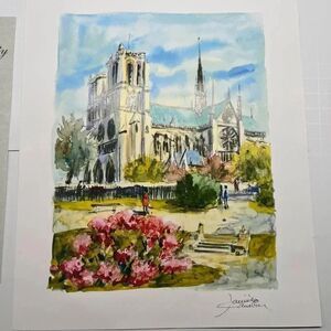 Daniele Cambier Seriolithograph In Color Notre Dame De Paris Signed COA